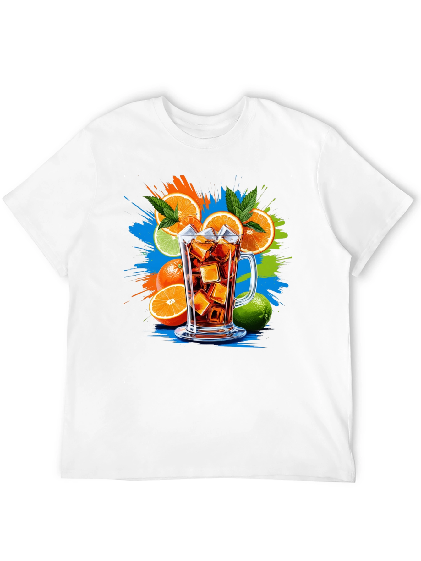 Citrus Splash Black T-Shirt - Refreshing Drink Graphic