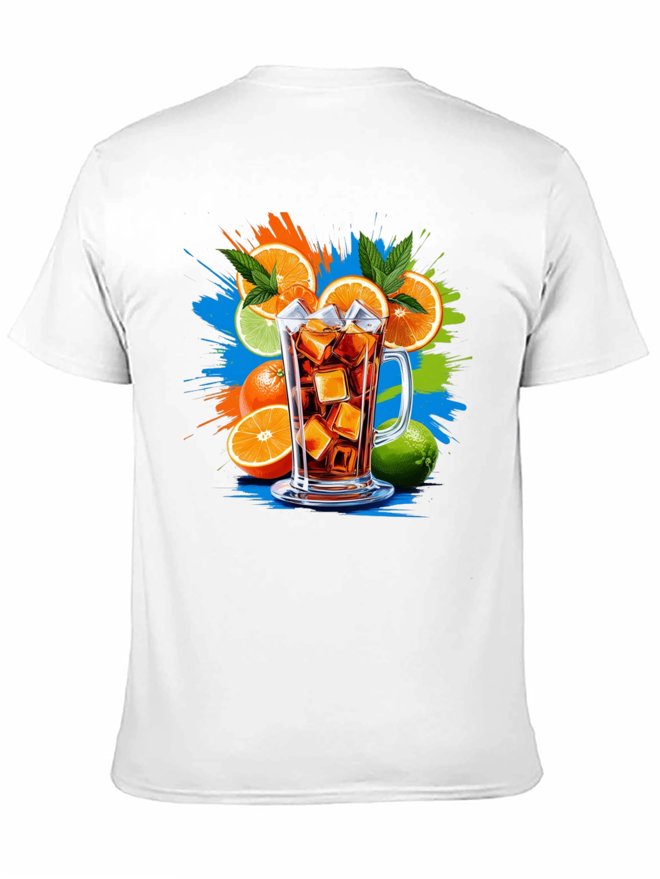 Citrus Splash Black T-Shirt - Refreshing Drink Graphic