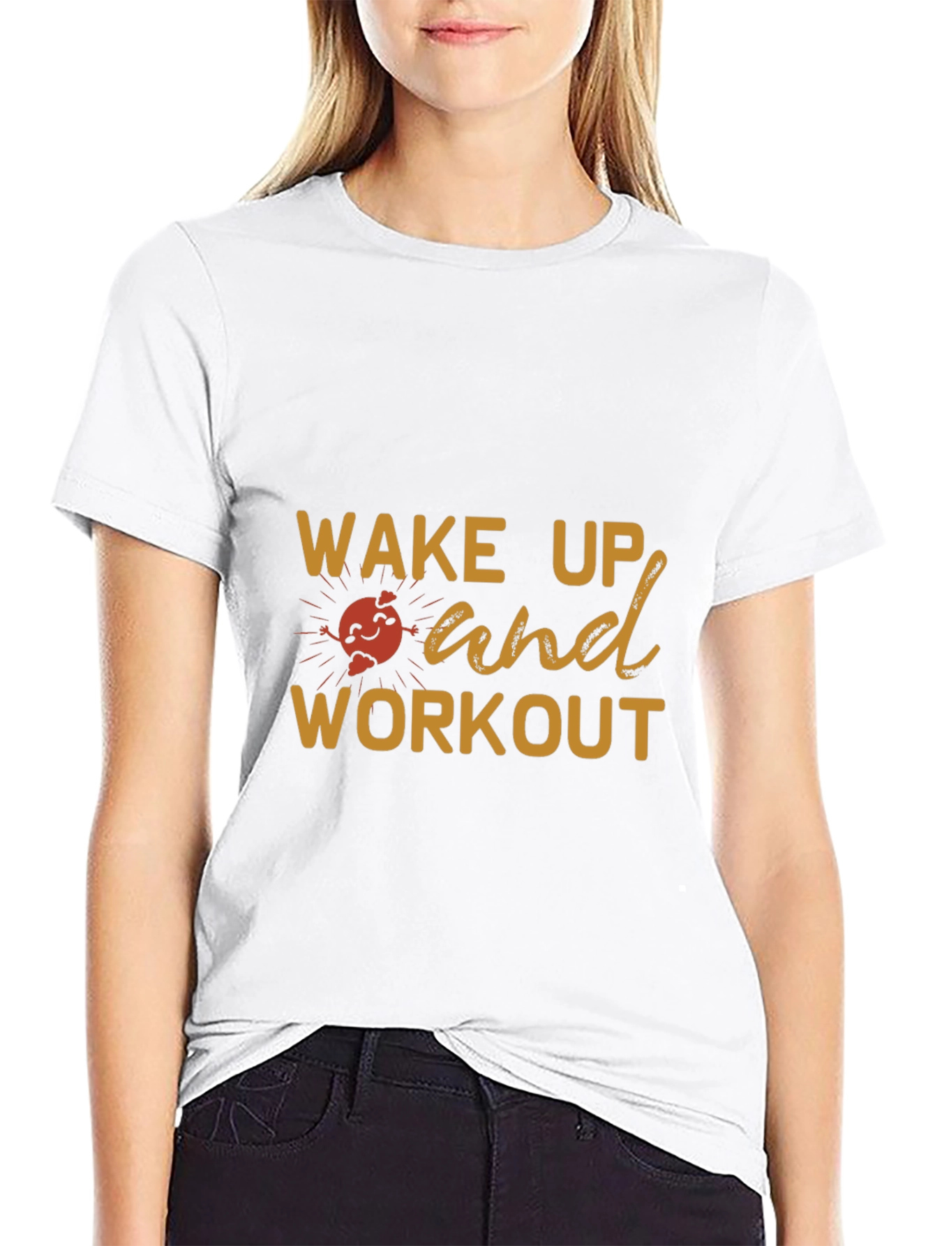 Wake Up and Workout Black Graphic T-Shirt