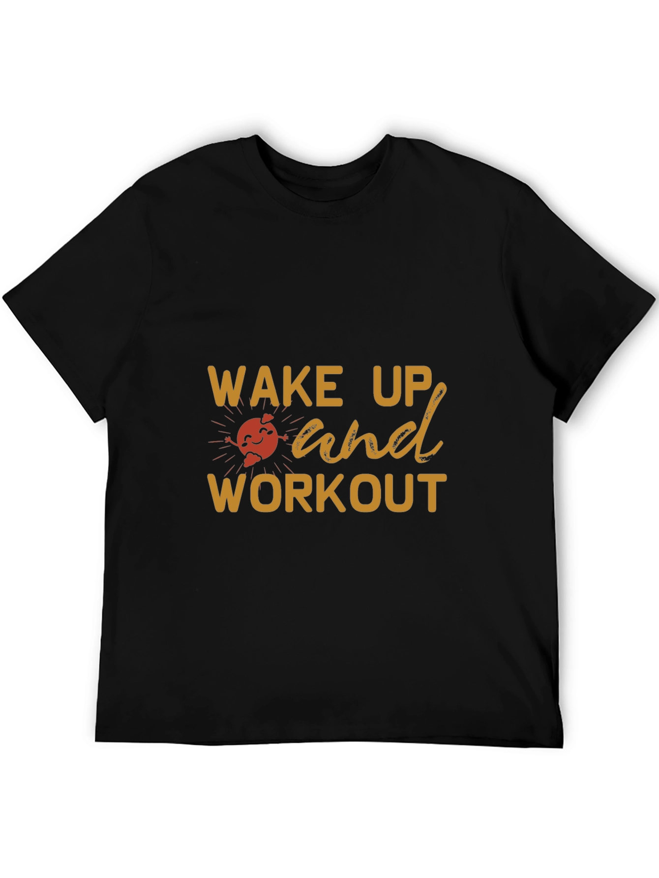 Wake Up and Workout Black Graphic T-Shirt