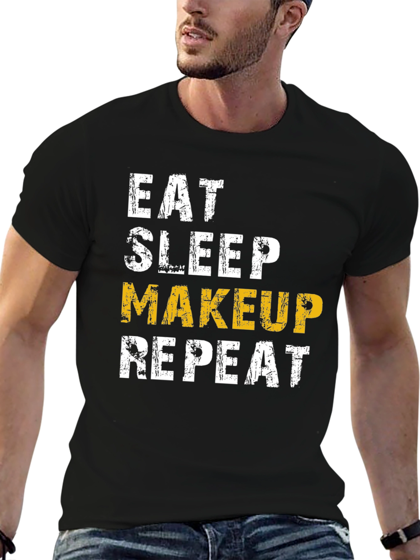 Eat Sleep Makeup Repeat Black Graphic T-Shirt