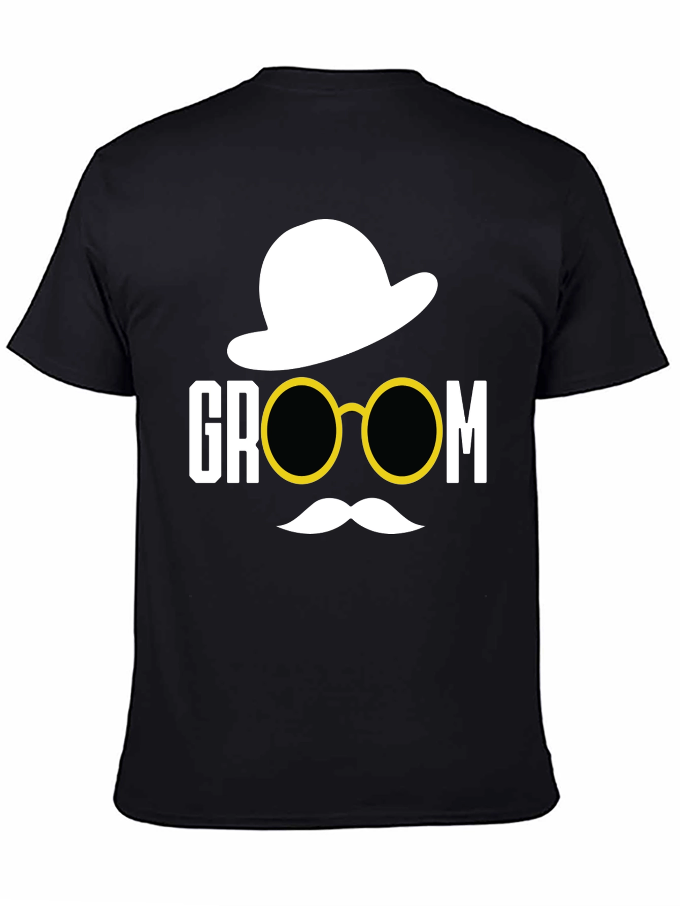 Groom Hat & Glasses Graphic Tee - Black