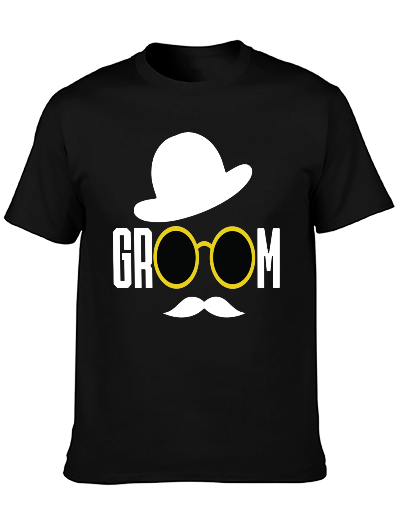 Groom Hat & Glasses Graphic Tee - Black