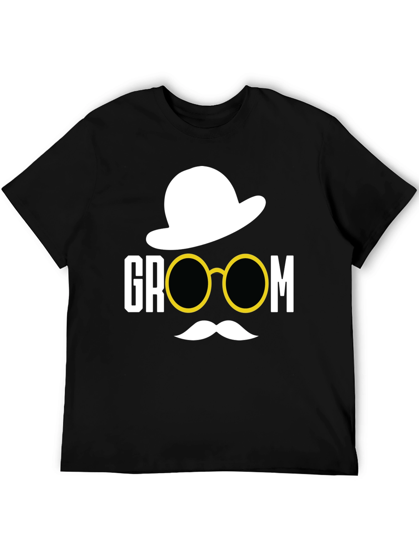 Groom Hat & Glasses Graphic Tee - Black