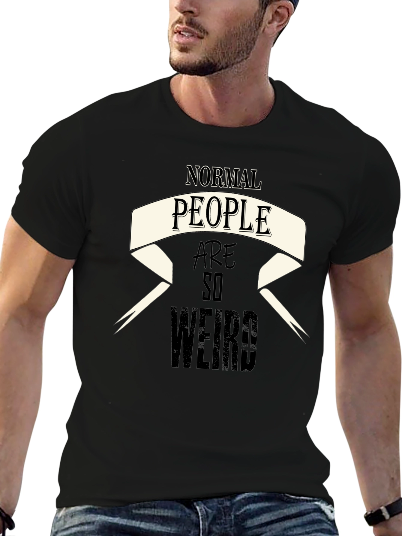 Normal People Are So Weird Black Graphic Tee