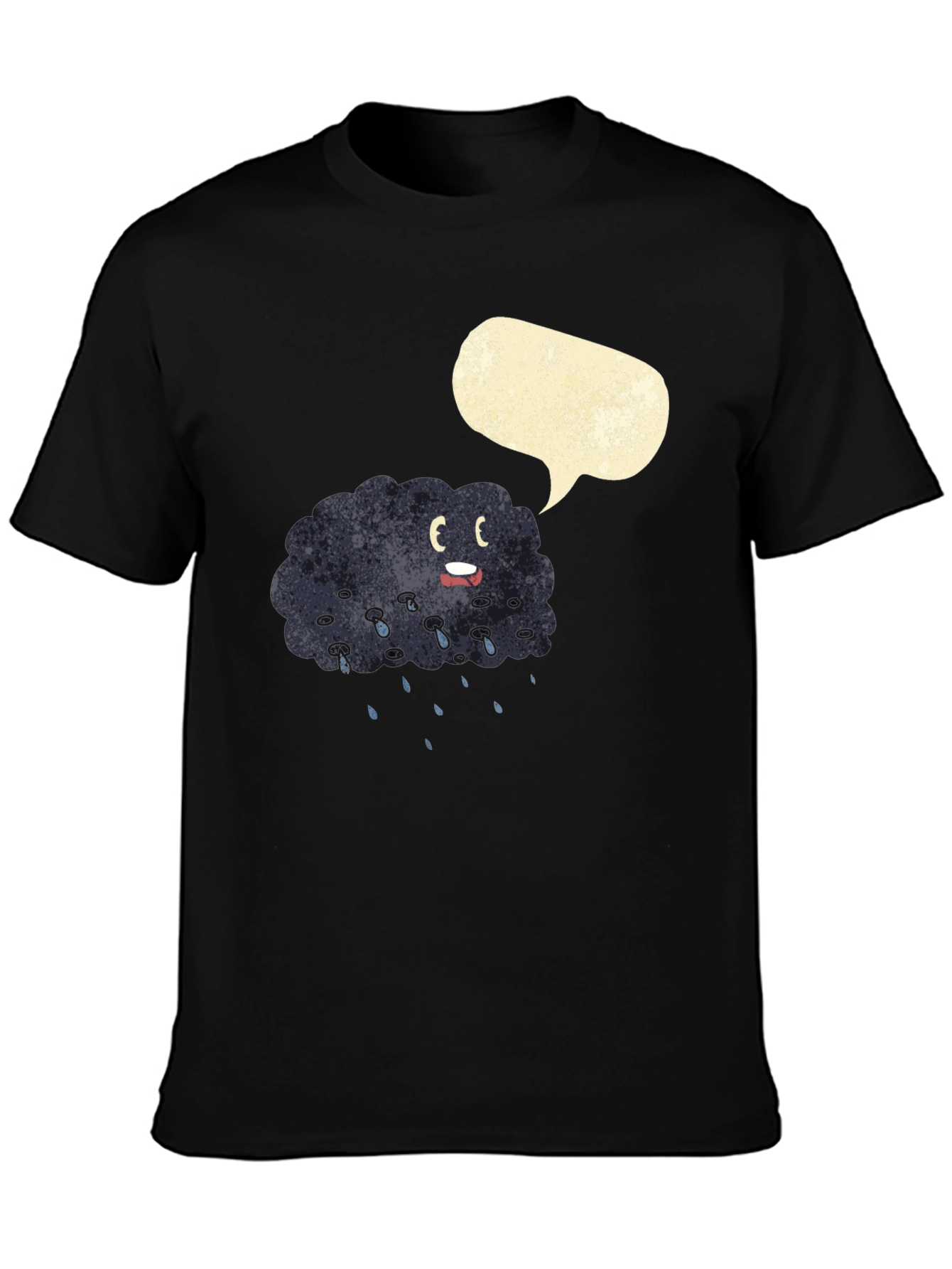 Cartoon Rain Cloud Black T-Shirt