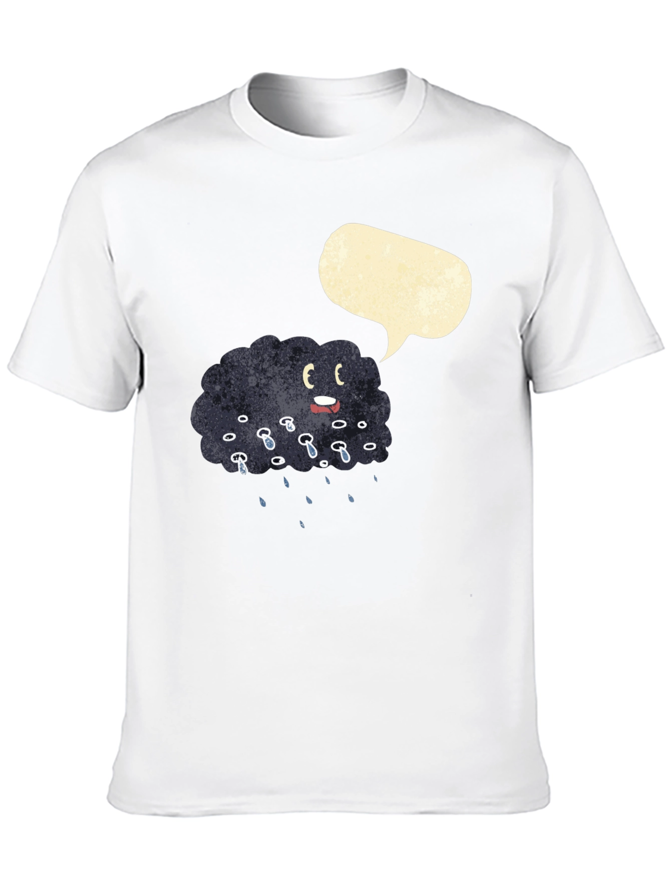 Cartoon Rain Cloud Black T-Shirt
