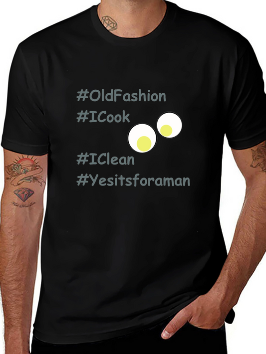 Funny #OldFashion Graphic Black T-Shirt for Men