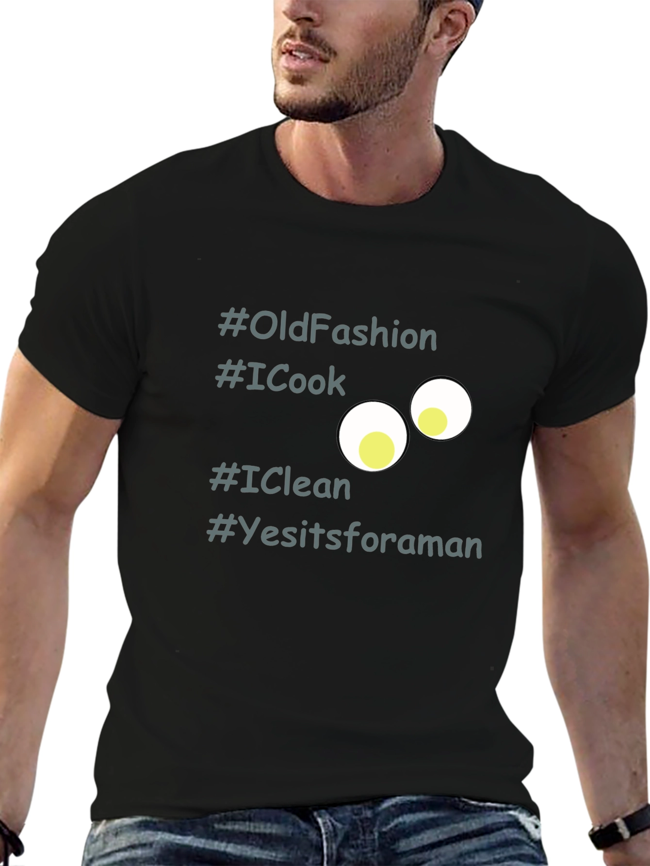 Funny #OldFashion Graphic Black T-Shirt for Men