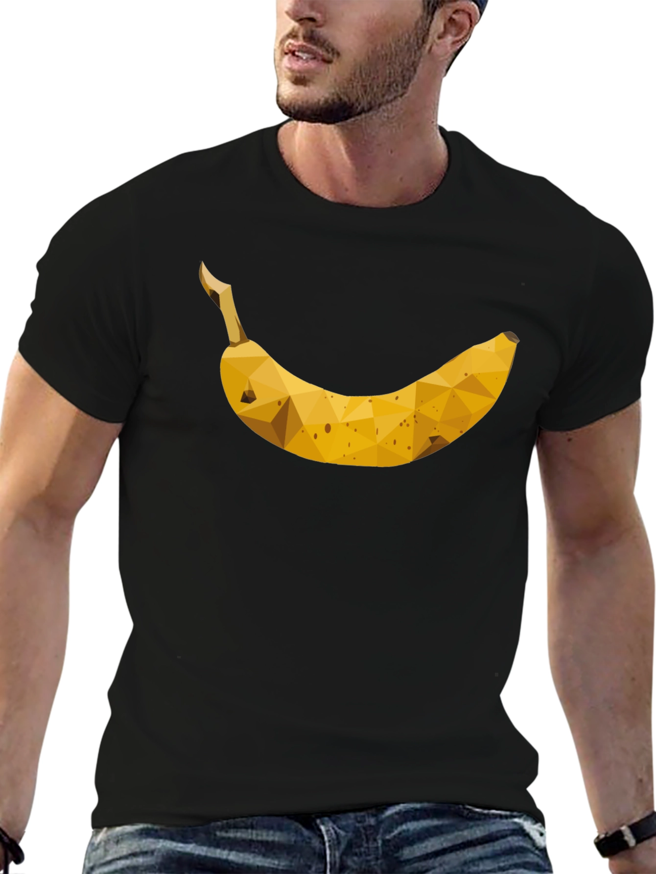 Geometric Banana Graphic Tee - Black
