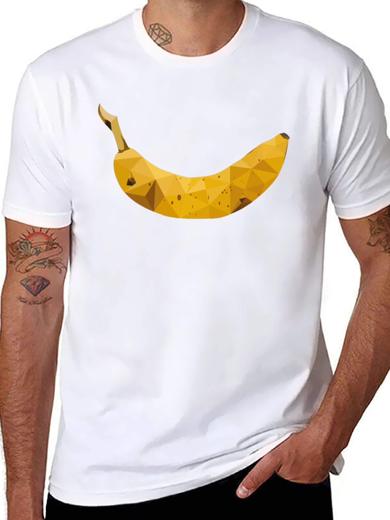 Geometric Banana Graphic Tee - Black