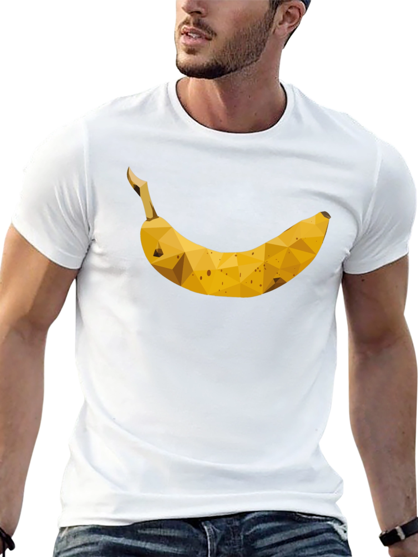 Geometric Banana Graphic Tee - Black