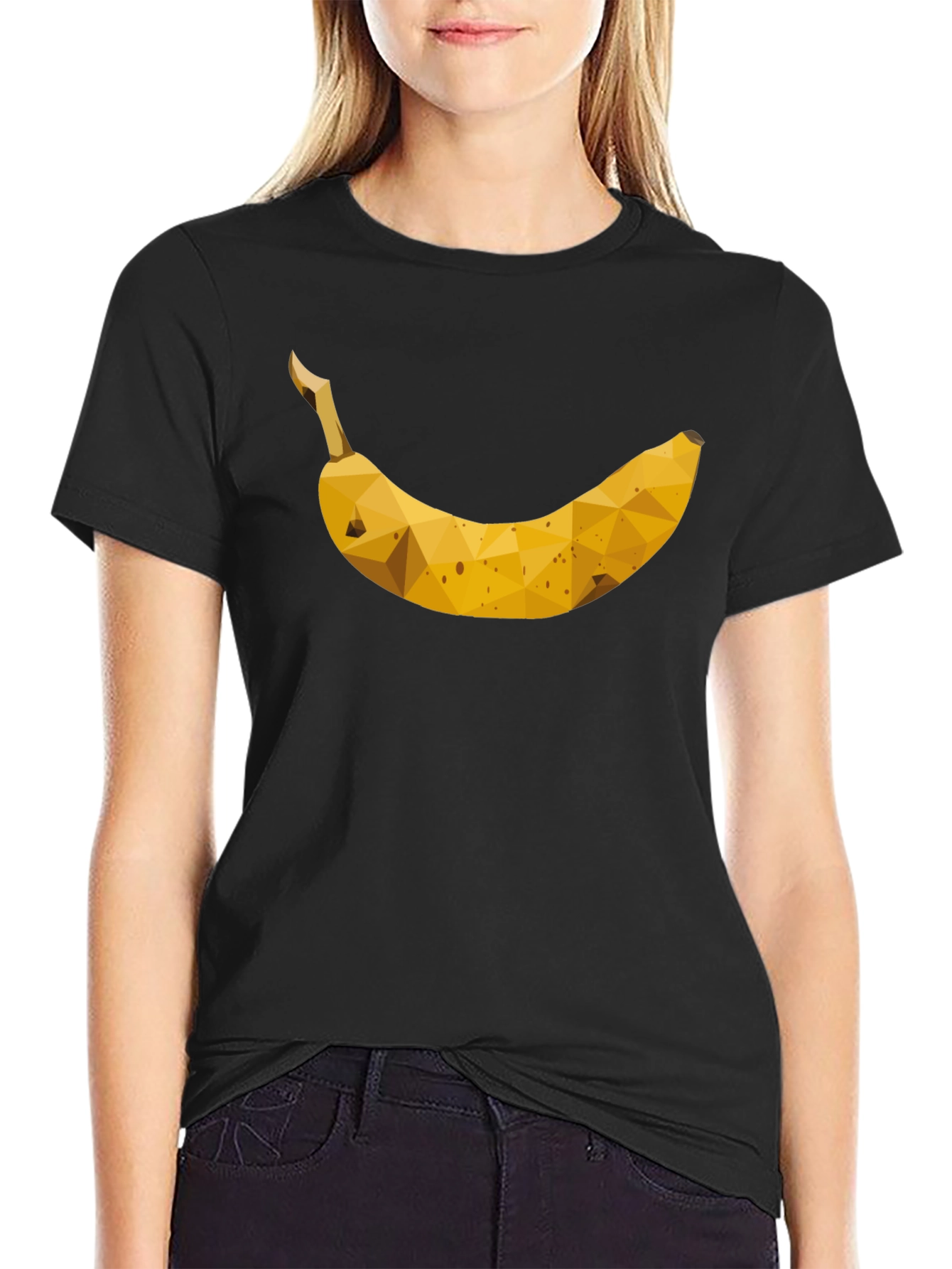 Geometric Banana Graphic Tee - Black