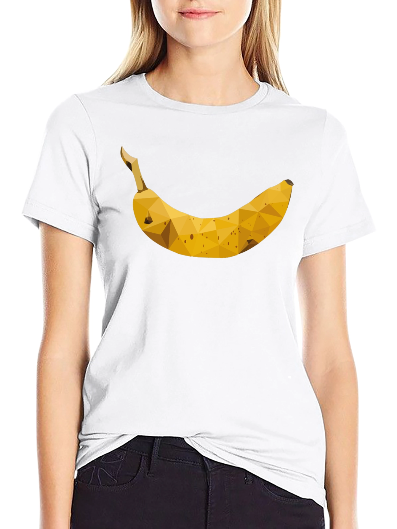 Geometric Banana Graphic Tee - Black
