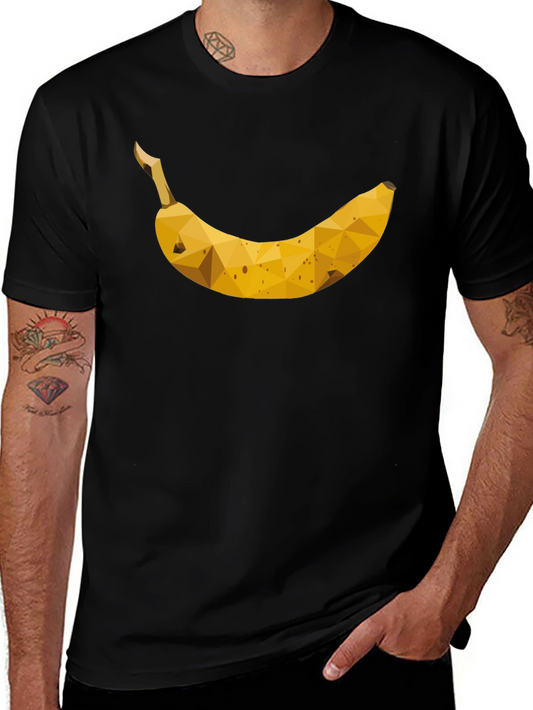 Geometric Banana Graphic Tee - Black