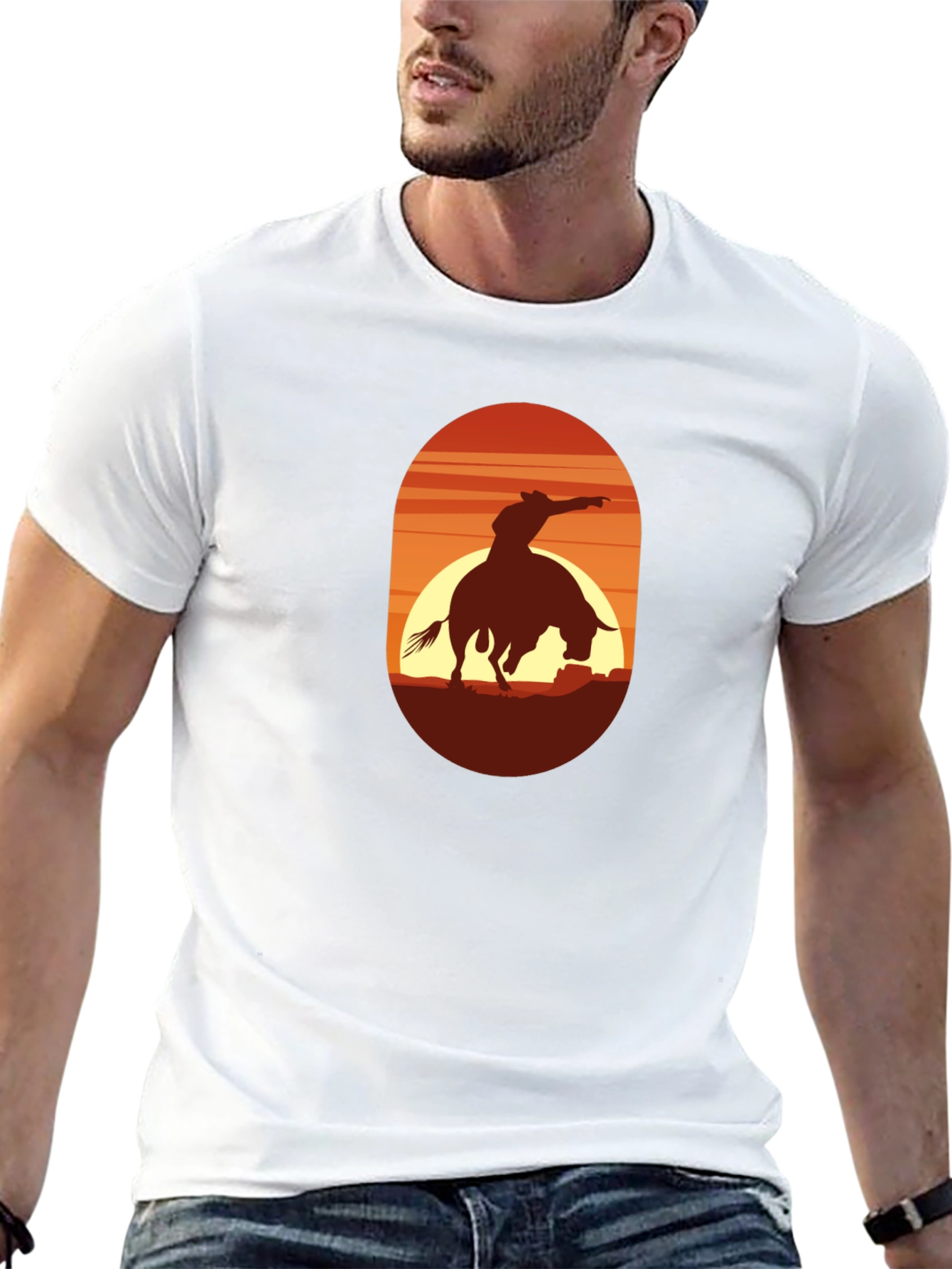 Cowboy Riding Bull Graphic Tee