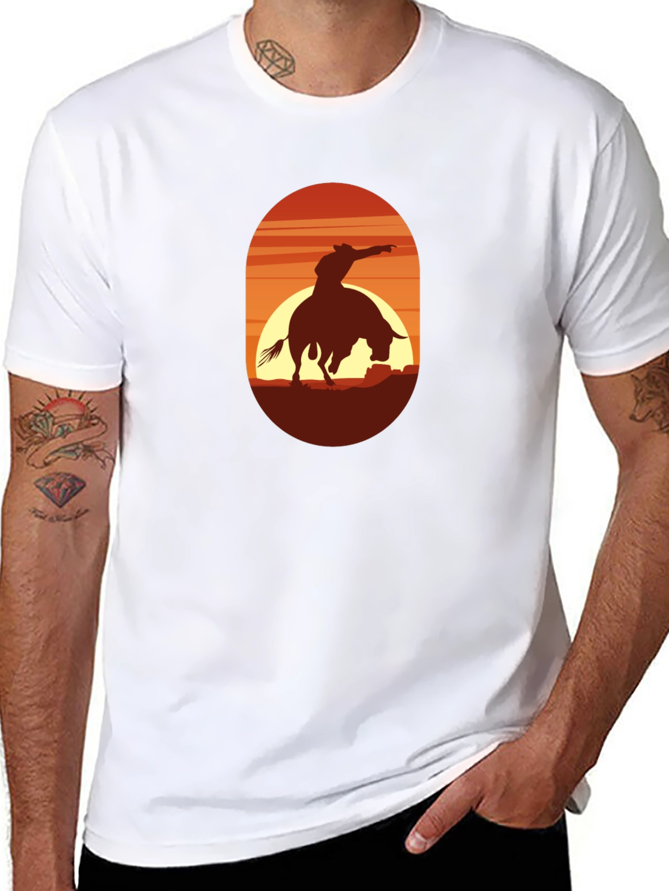 Cowboy Riding Bull Graphic Tee