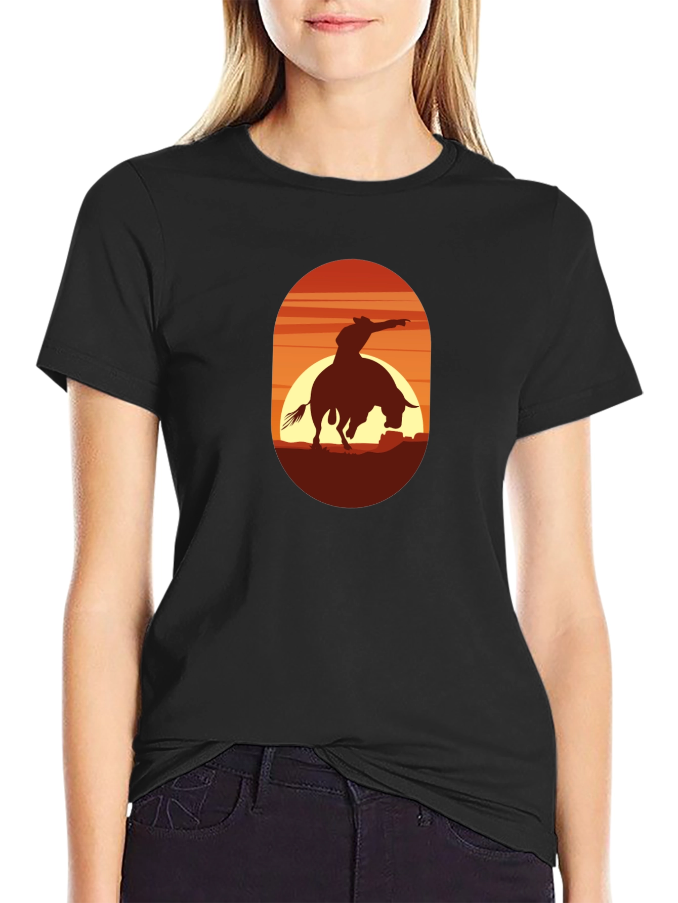 Cowboy Riding Bull Graphic Tee