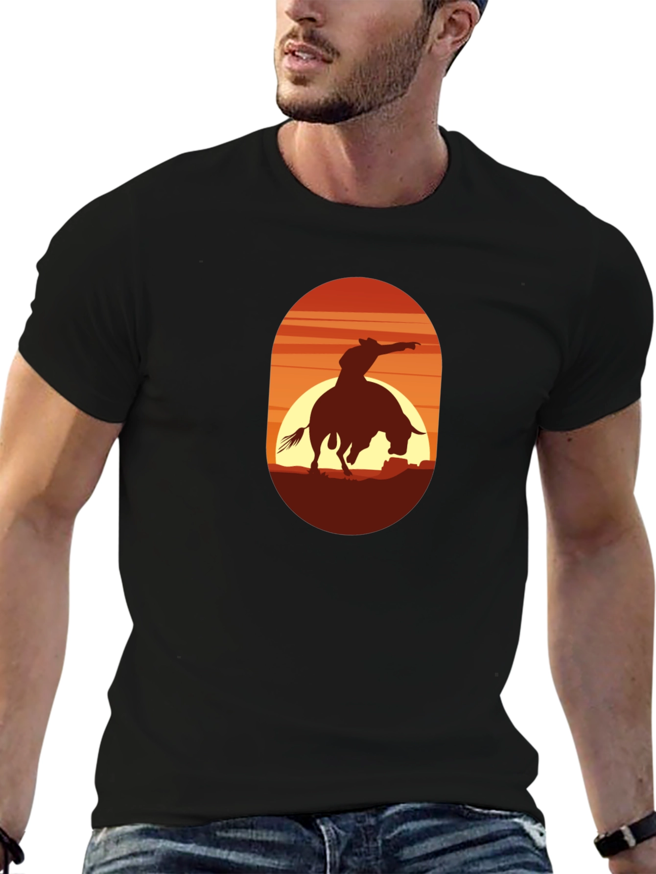 Cowboy Riding Bull Graphic Tee