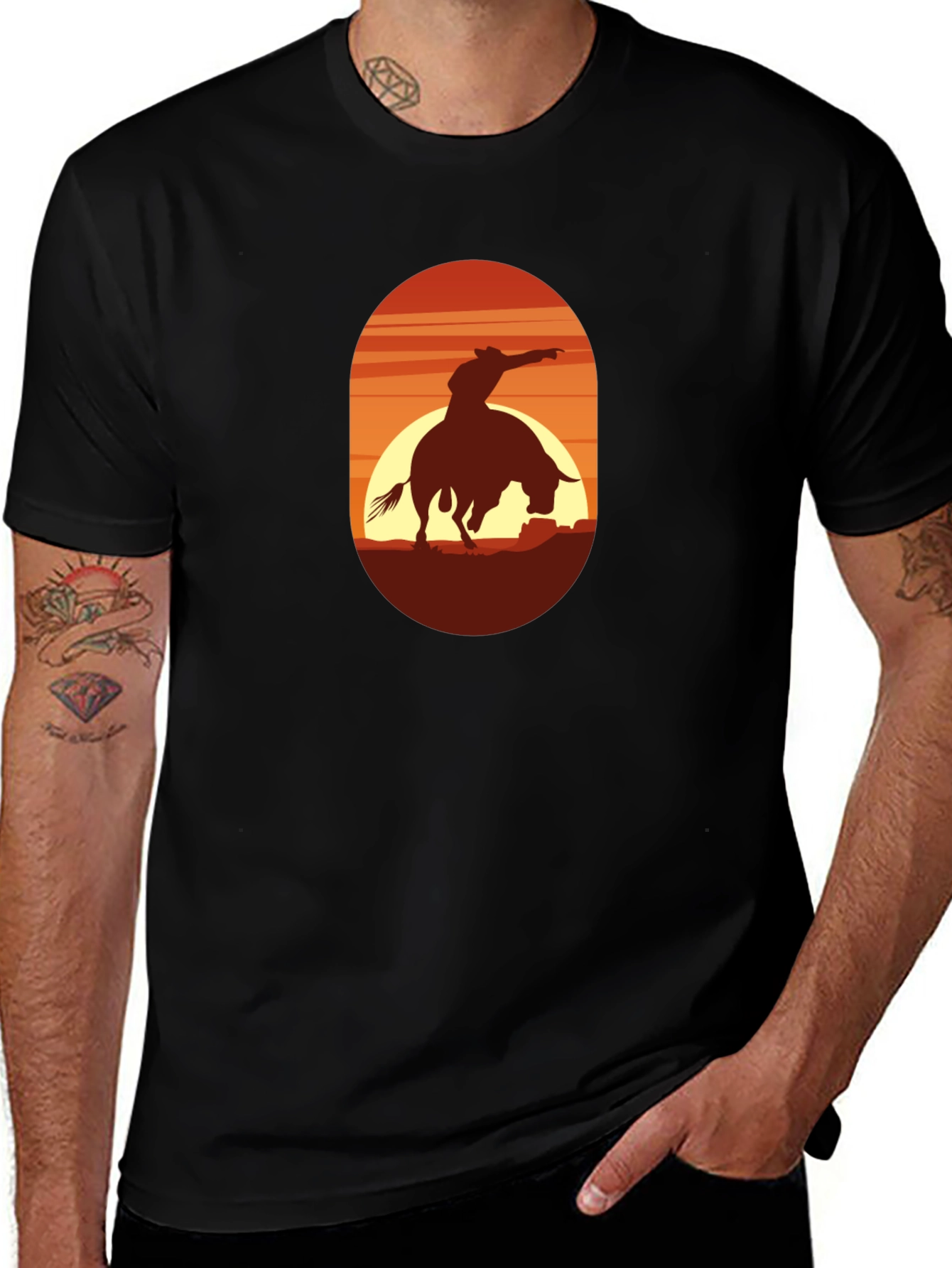 Cowboy Riding Bull Graphic Tee