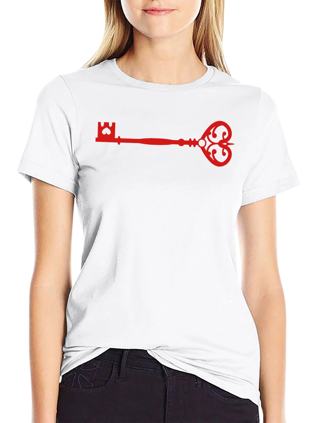 Red Key Graphic Black T-Shirt