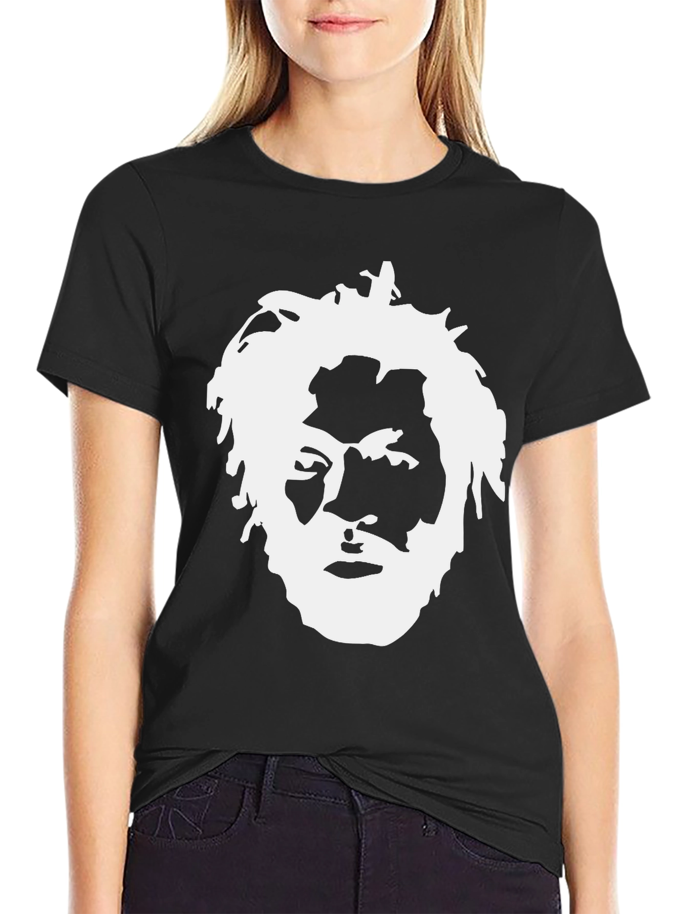 Bold Graphic Tee - White Portrait on Black