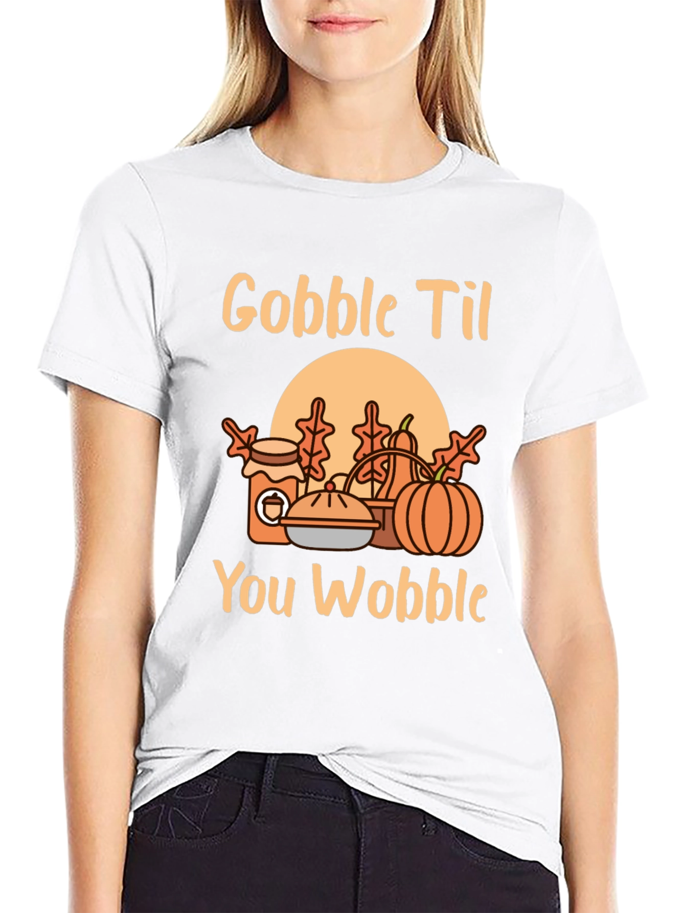 Gobble Til You Wobble Graphic T-Shirt - Thanksgiving Tee