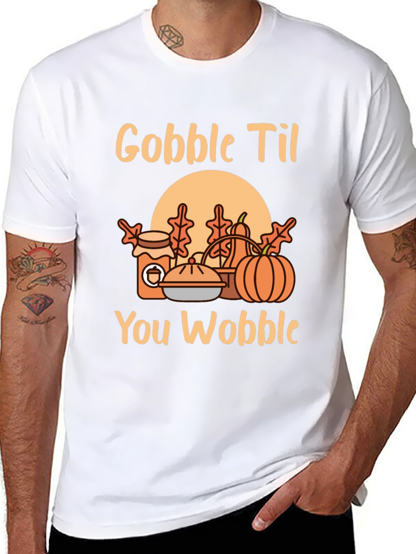 Gobble Til You Wobble Graphic T-Shirt - Thanksgiving Tee