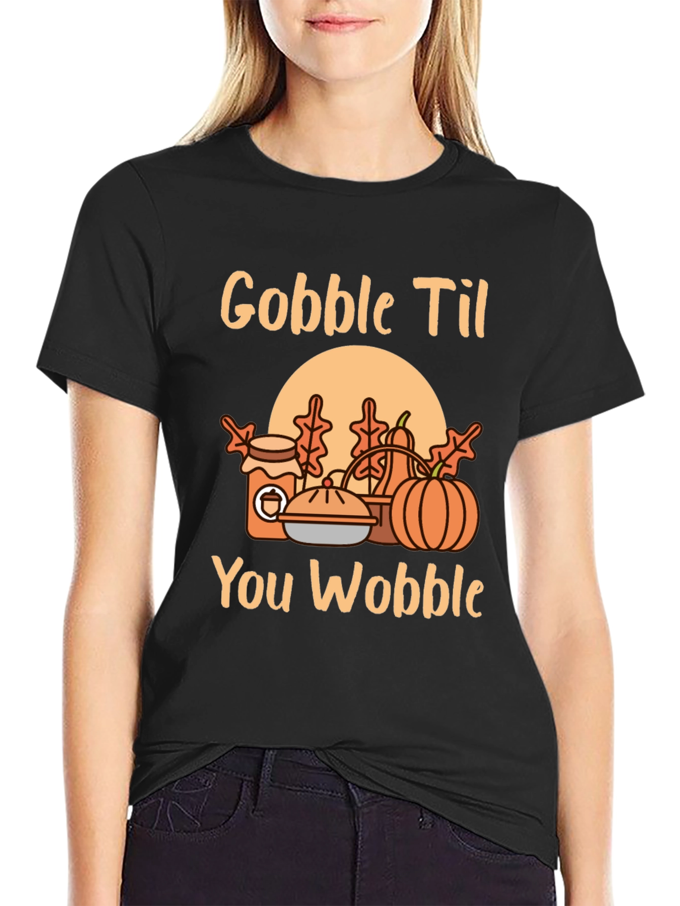 Gobble Til You Wobble Graphic T-Shirt - Thanksgiving Tee
