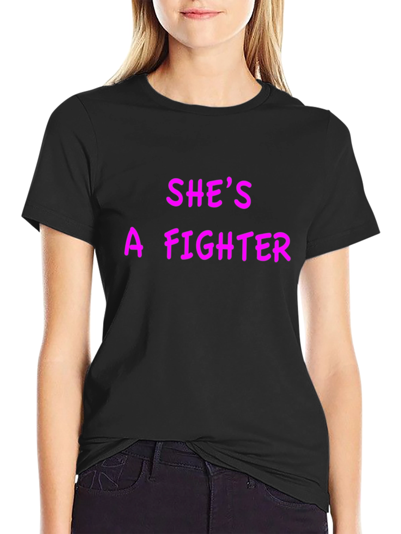 Shes A Fighter Graphic Tee - Black