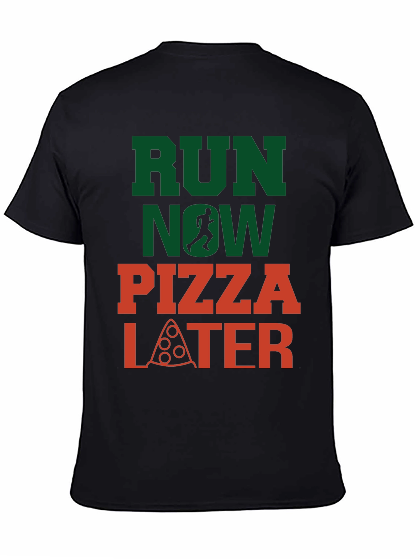 Run Now Pizza Later Graphic Tee - Black