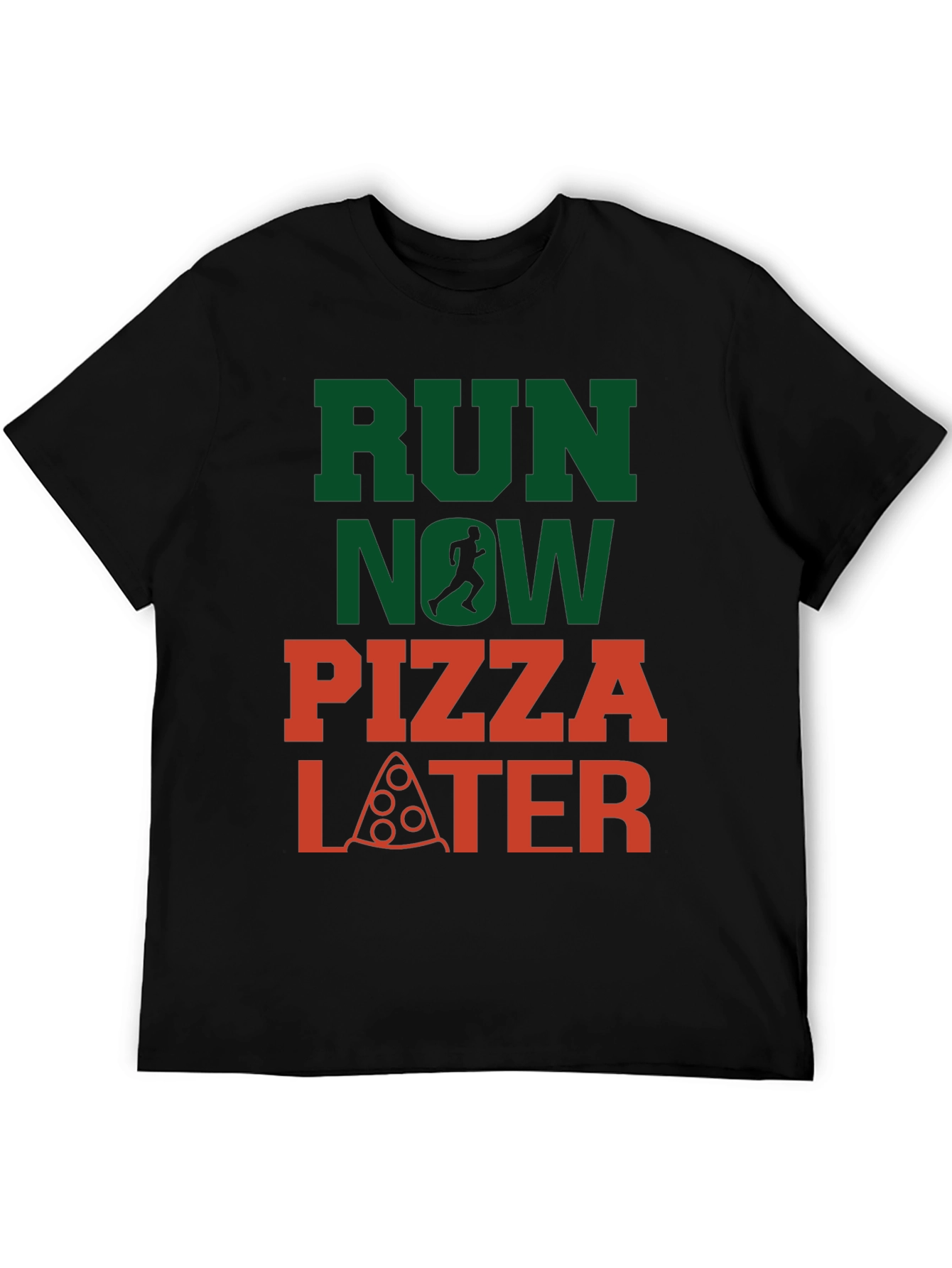 Run Now Pizza Later Graphic Tee - Black