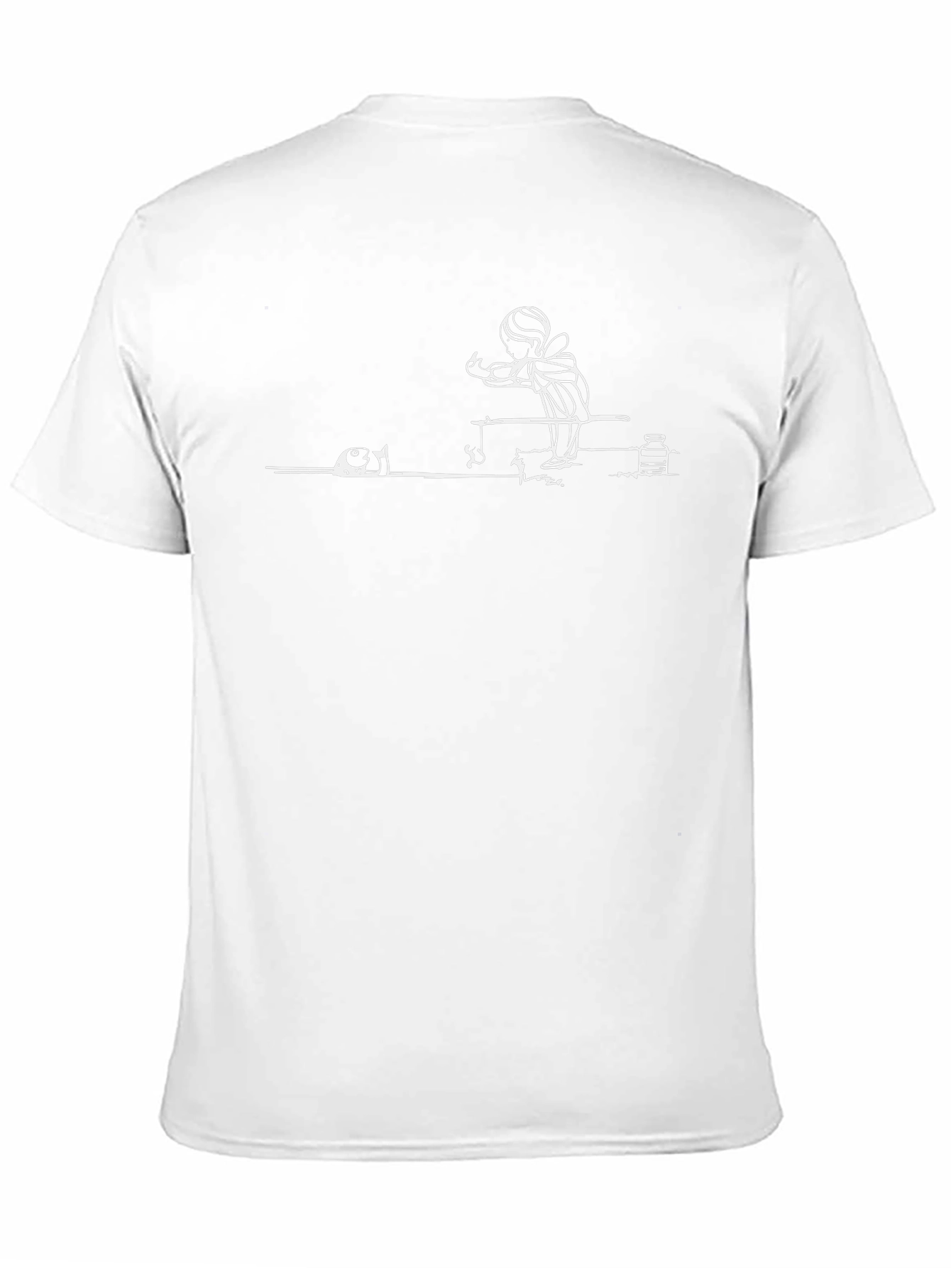Black T-Shirt with Fishing Scene Design