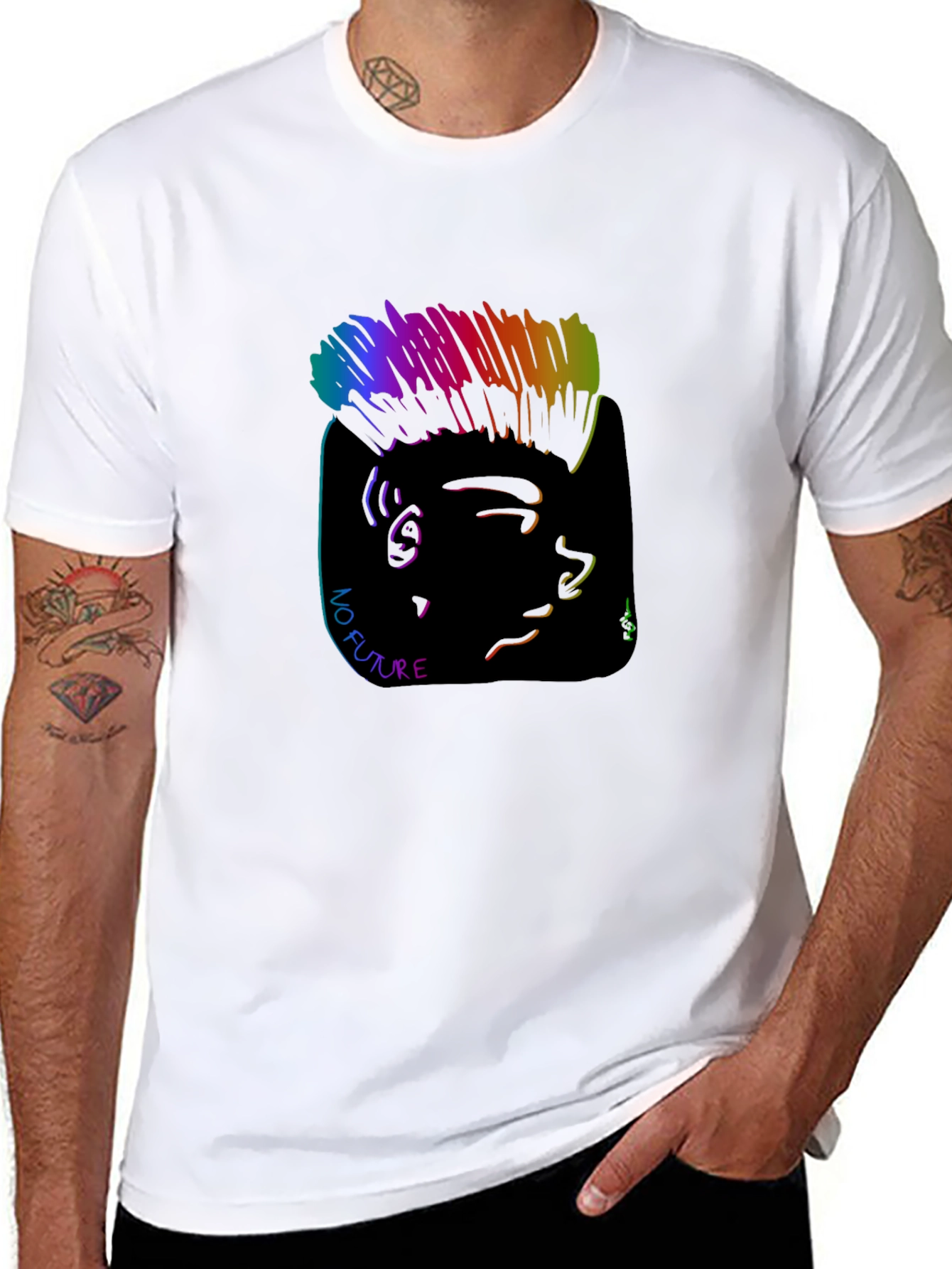 Rainbow Punk T-Shirt - No Future Graphic Tee