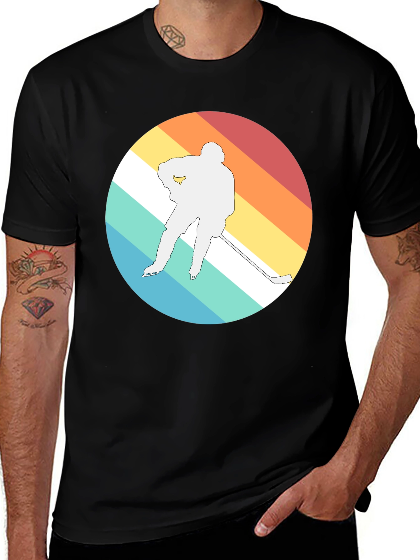 Retro Hockey Player Graphic T-Shirt