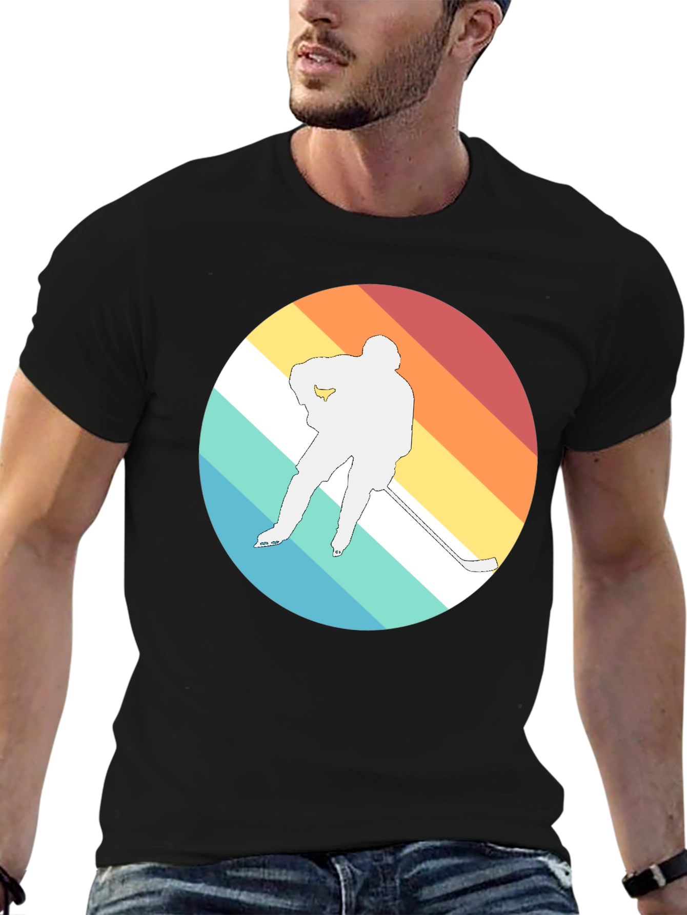 Retro Hockey Player Graphic T-Shirt