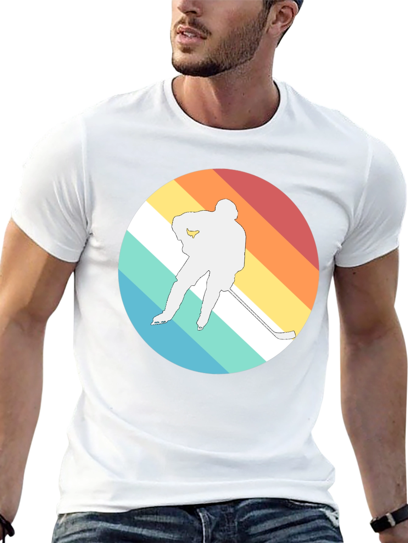 Retro Hockey Player Graphic T-Shirt