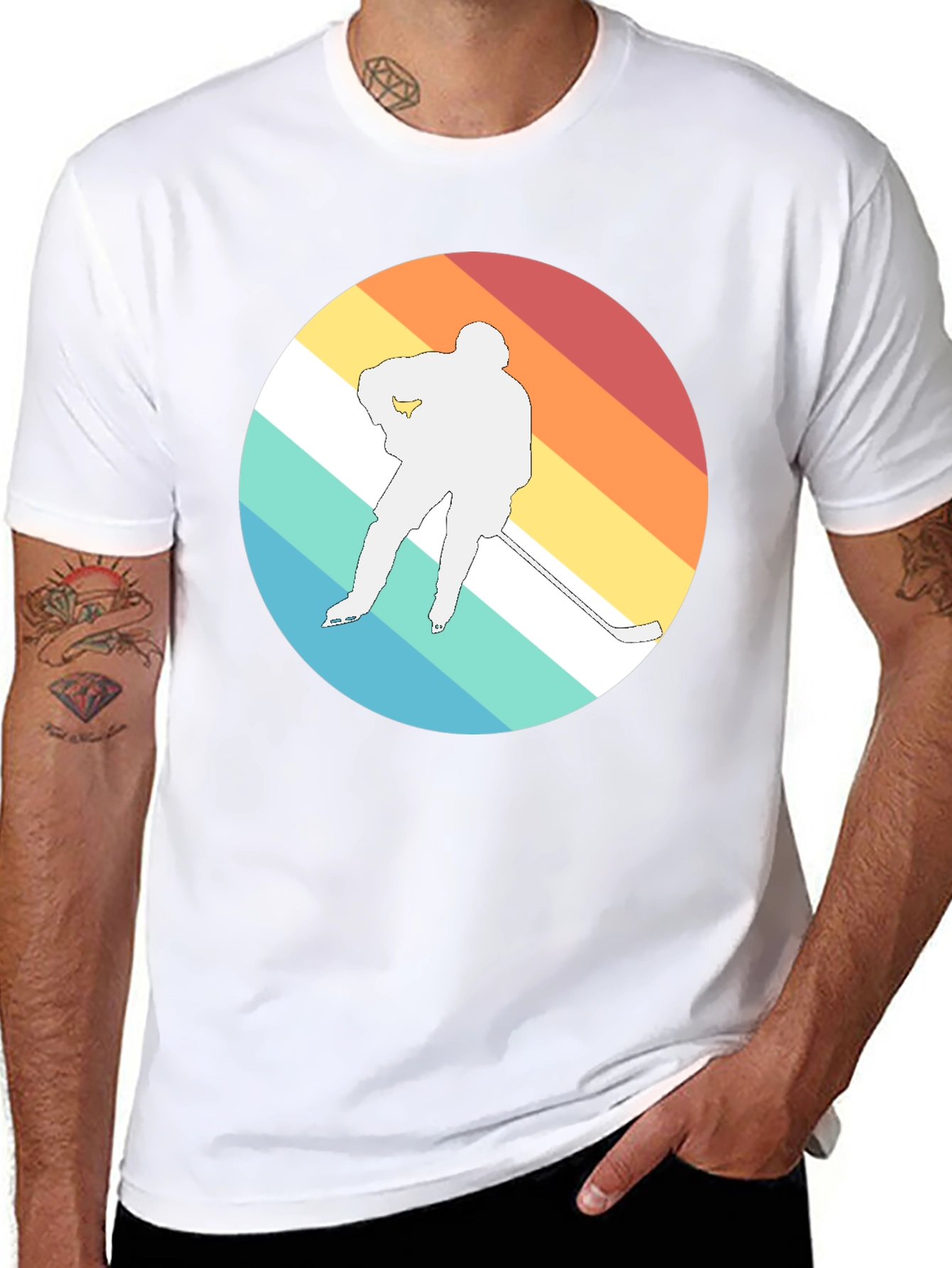 Retro Hockey Player Graphic T-Shirt