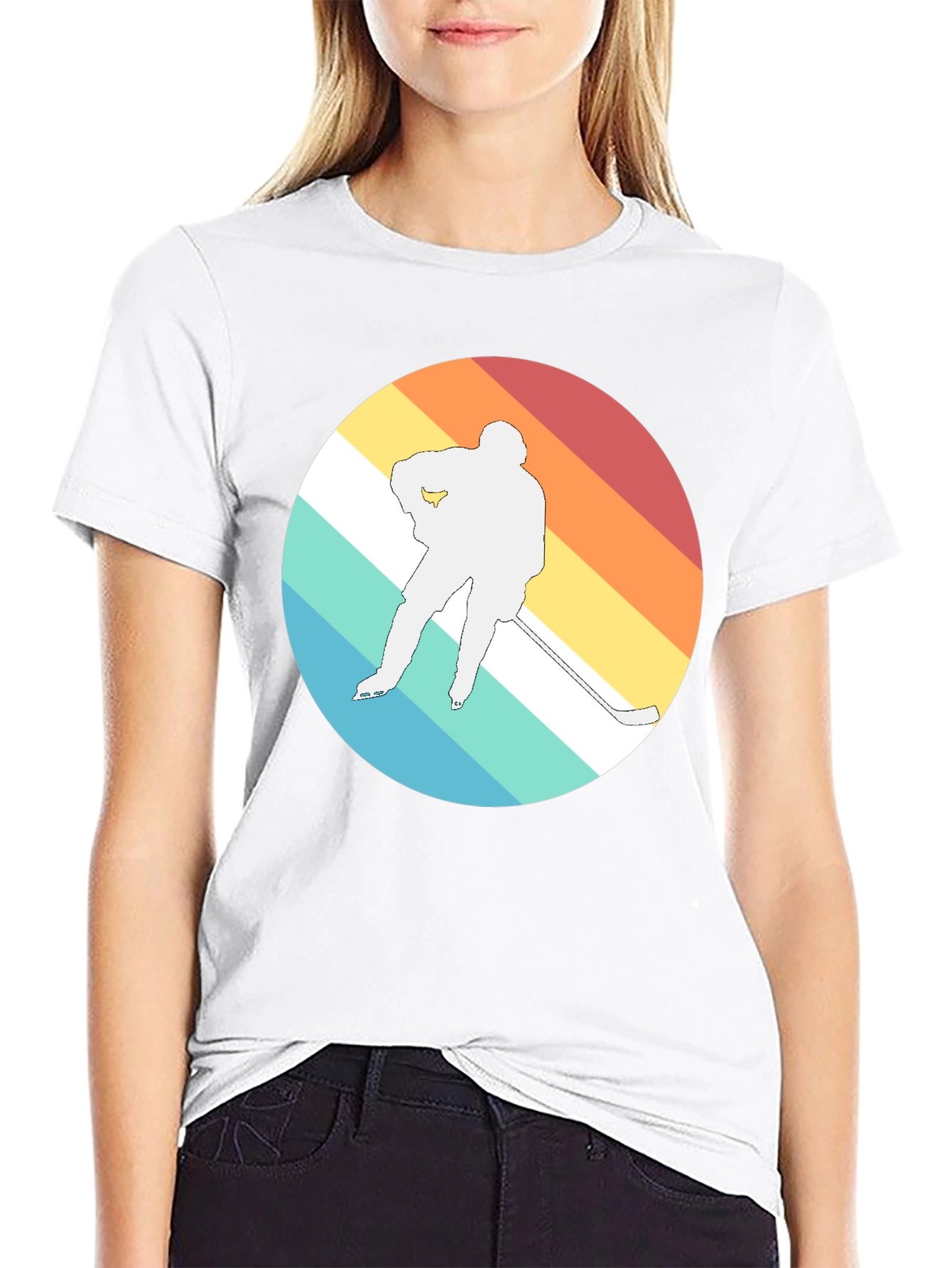 Retro Hockey Player Graphic T-Shirt