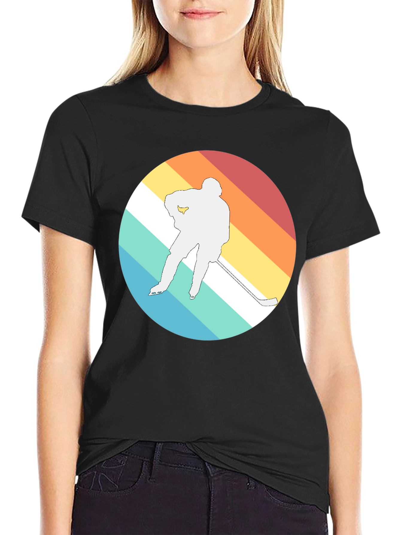 Retro Hockey Player Graphic T-Shirt