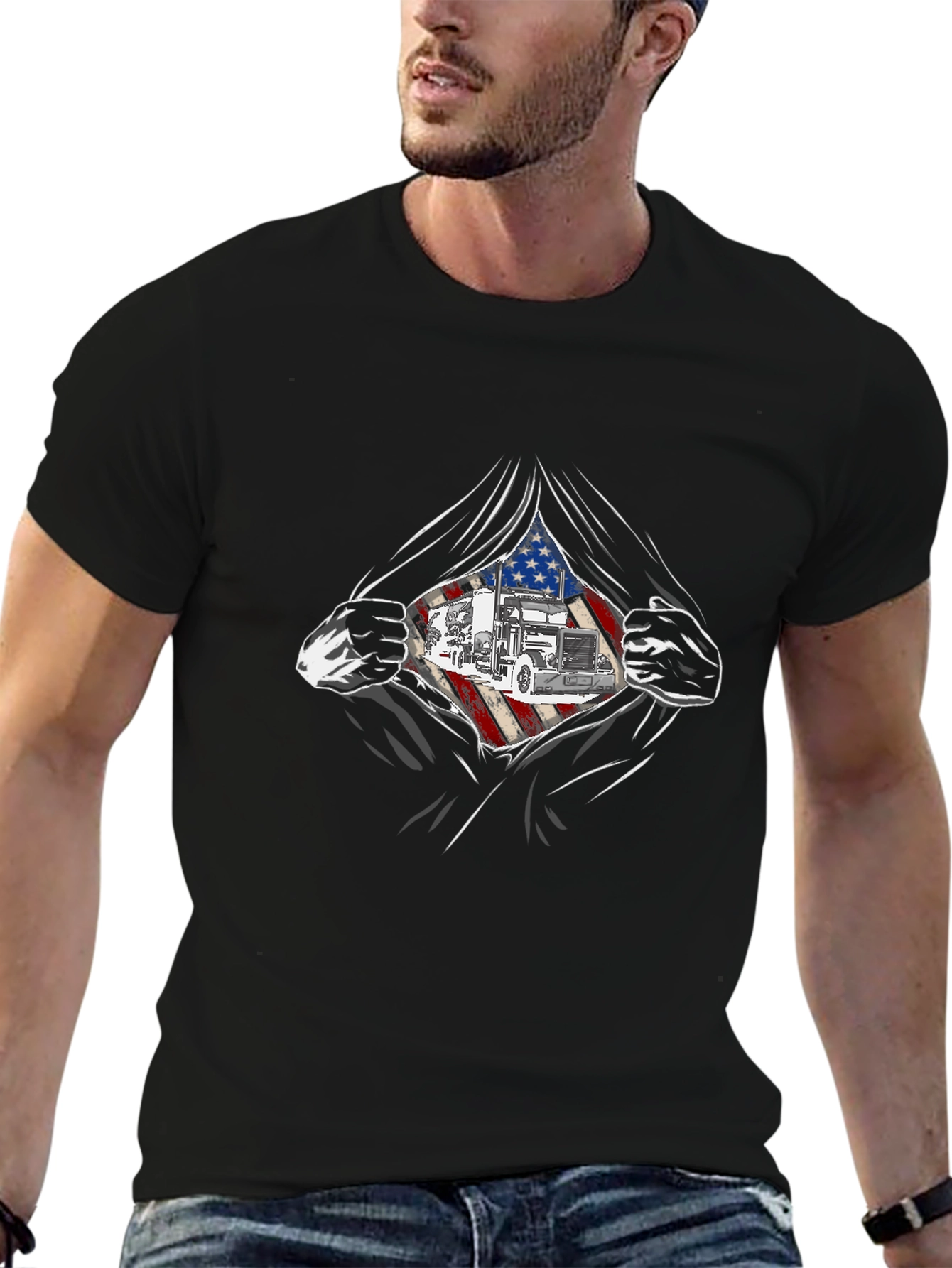 American Trucker Pride Graphic Tee - Black