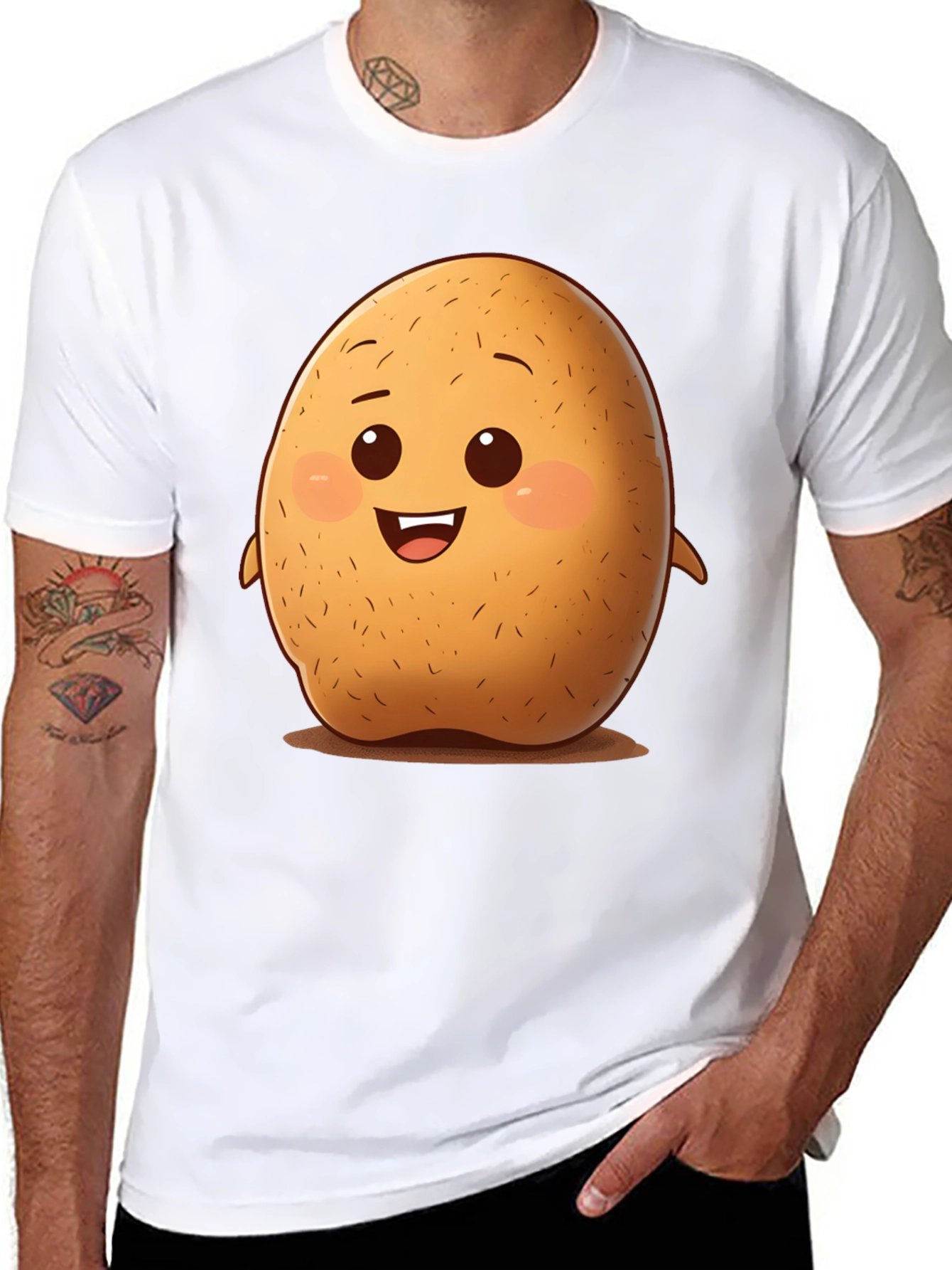 Cute Potato Cartoon Graphic T-Shirt