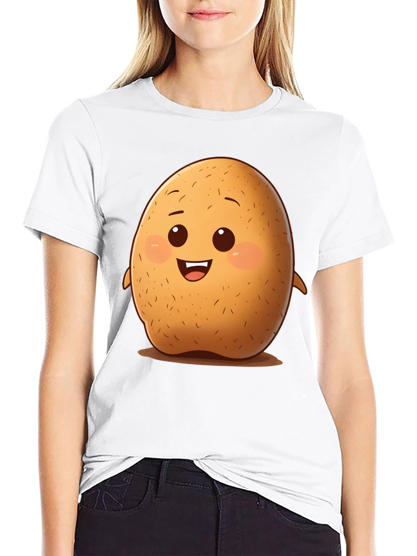 Cute Potato Cartoon Graphic T-Shirt