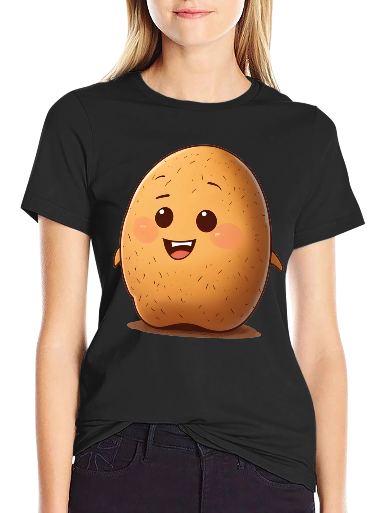 Cute Potato Cartoon Graphic T-Shirt