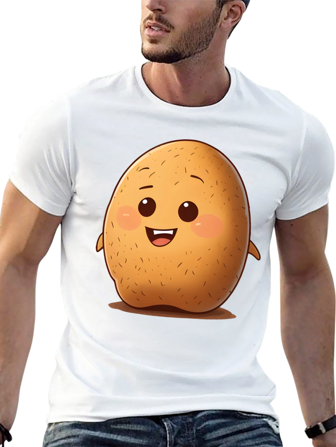 Cute Potato Cartoon Graphic T-Shirt