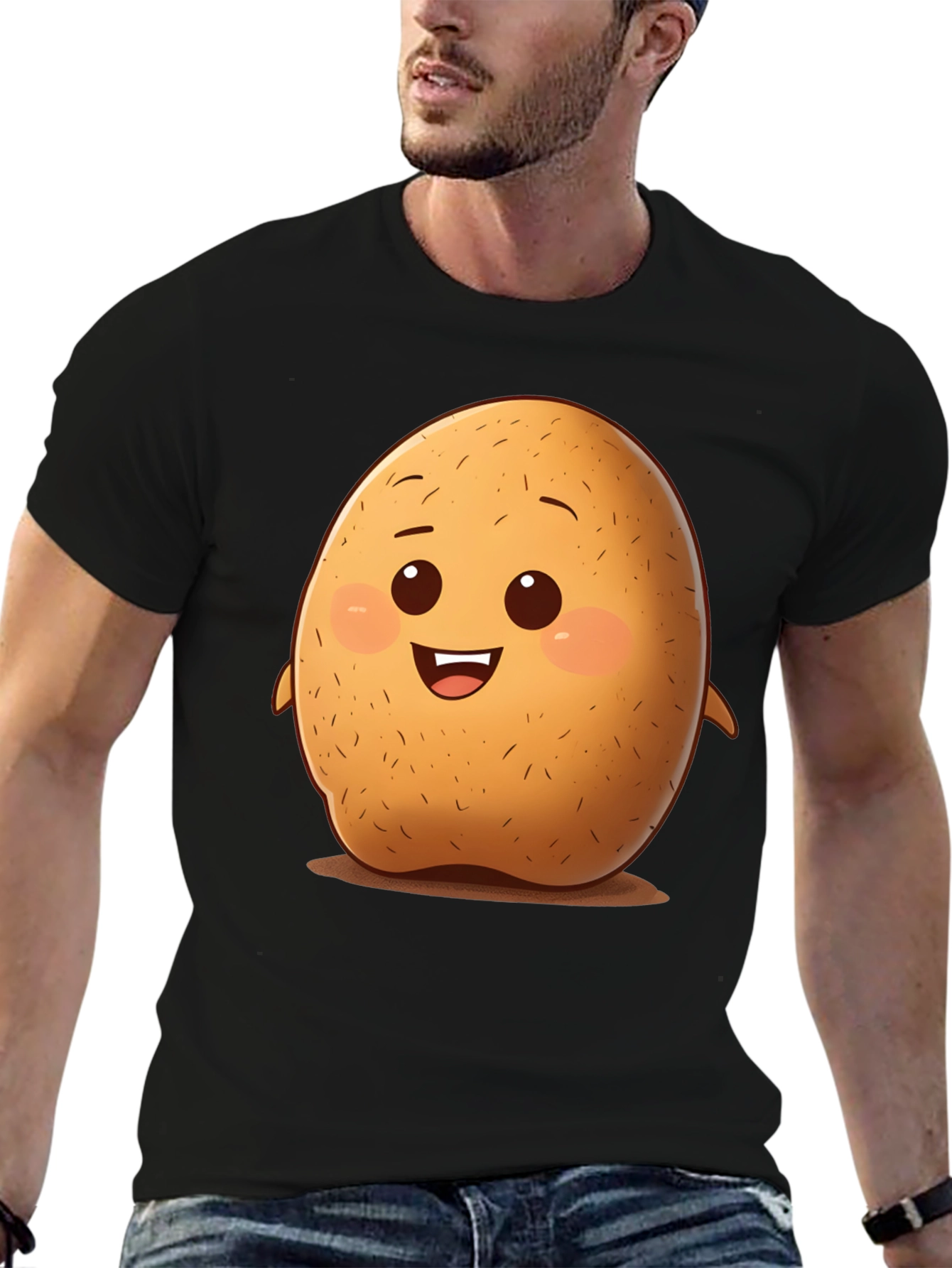 Cute Potato Cartoon Graphic T-Shirt