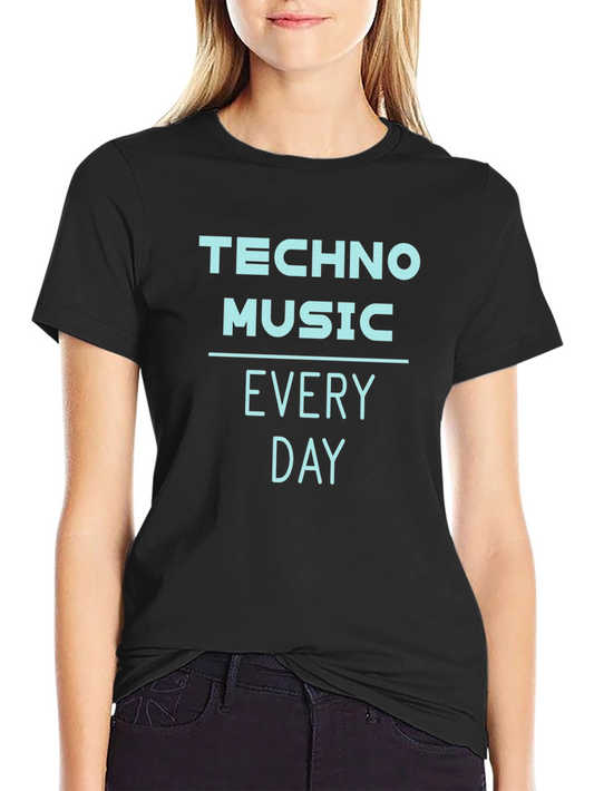 Techno Music Everyday Graphic Tee - Black