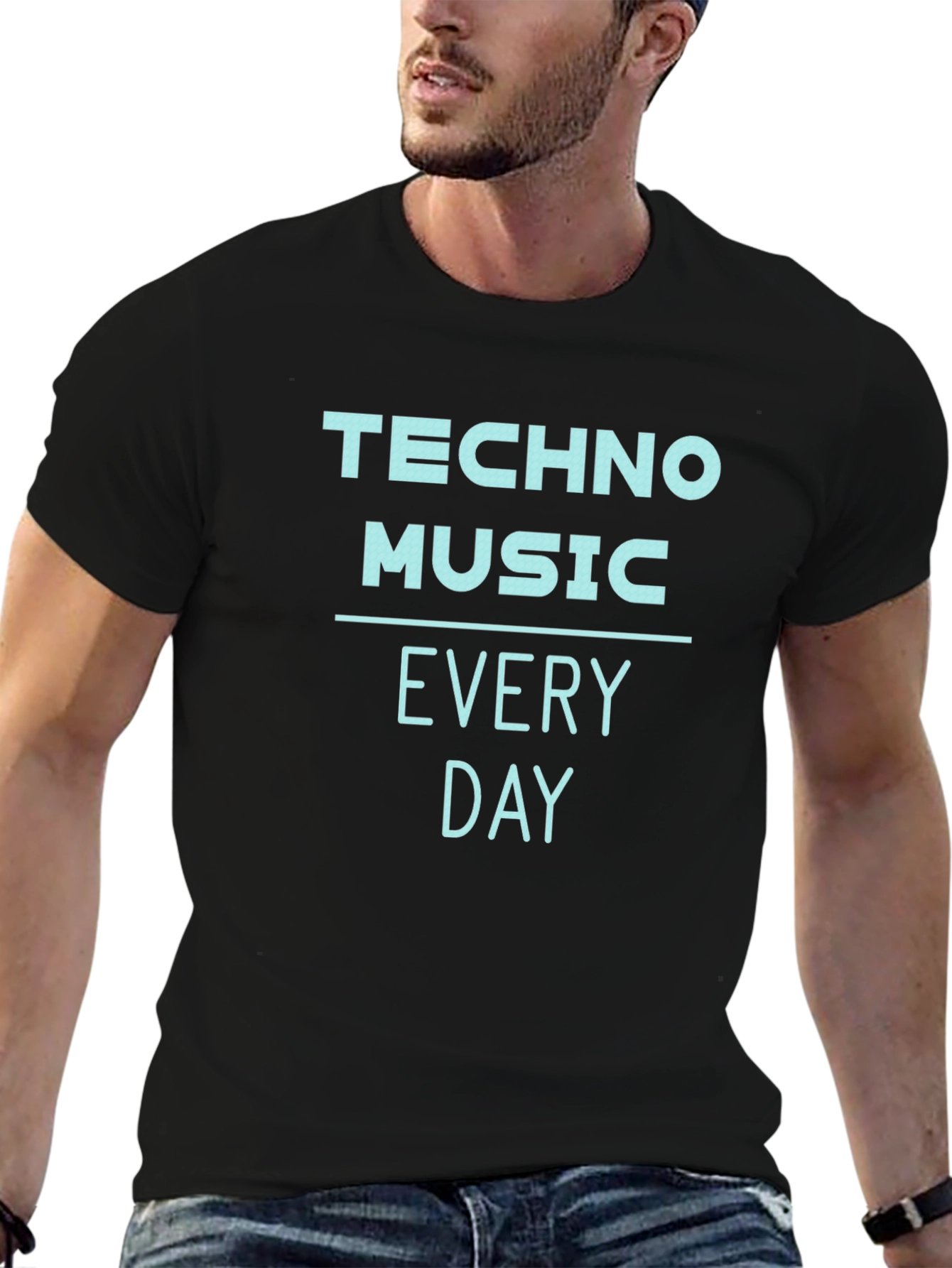 Techno Music Everyday Graphic Tee - Black