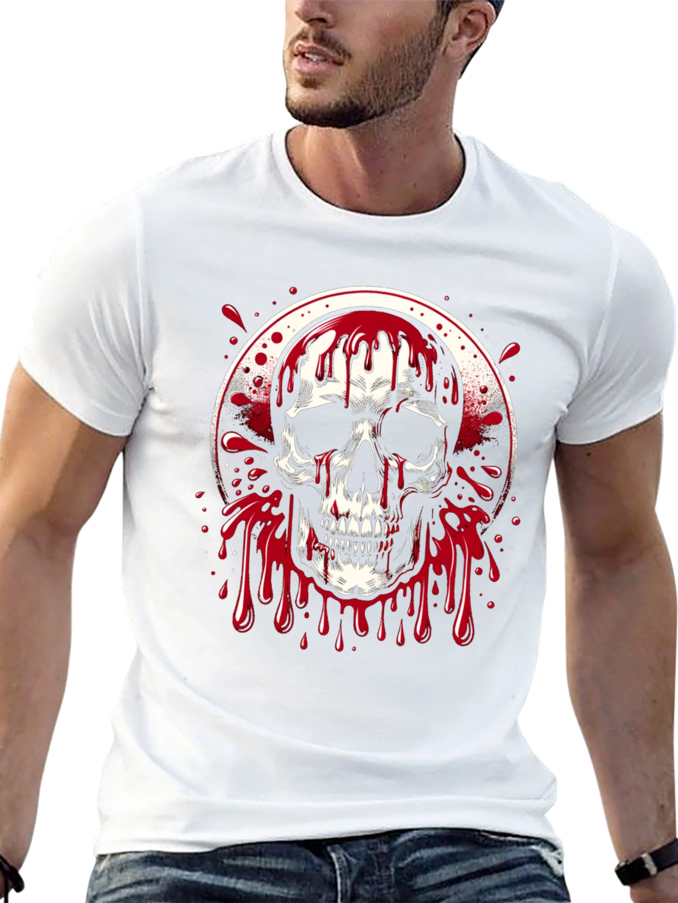 Bleeding Skull Graphic Tee - Black