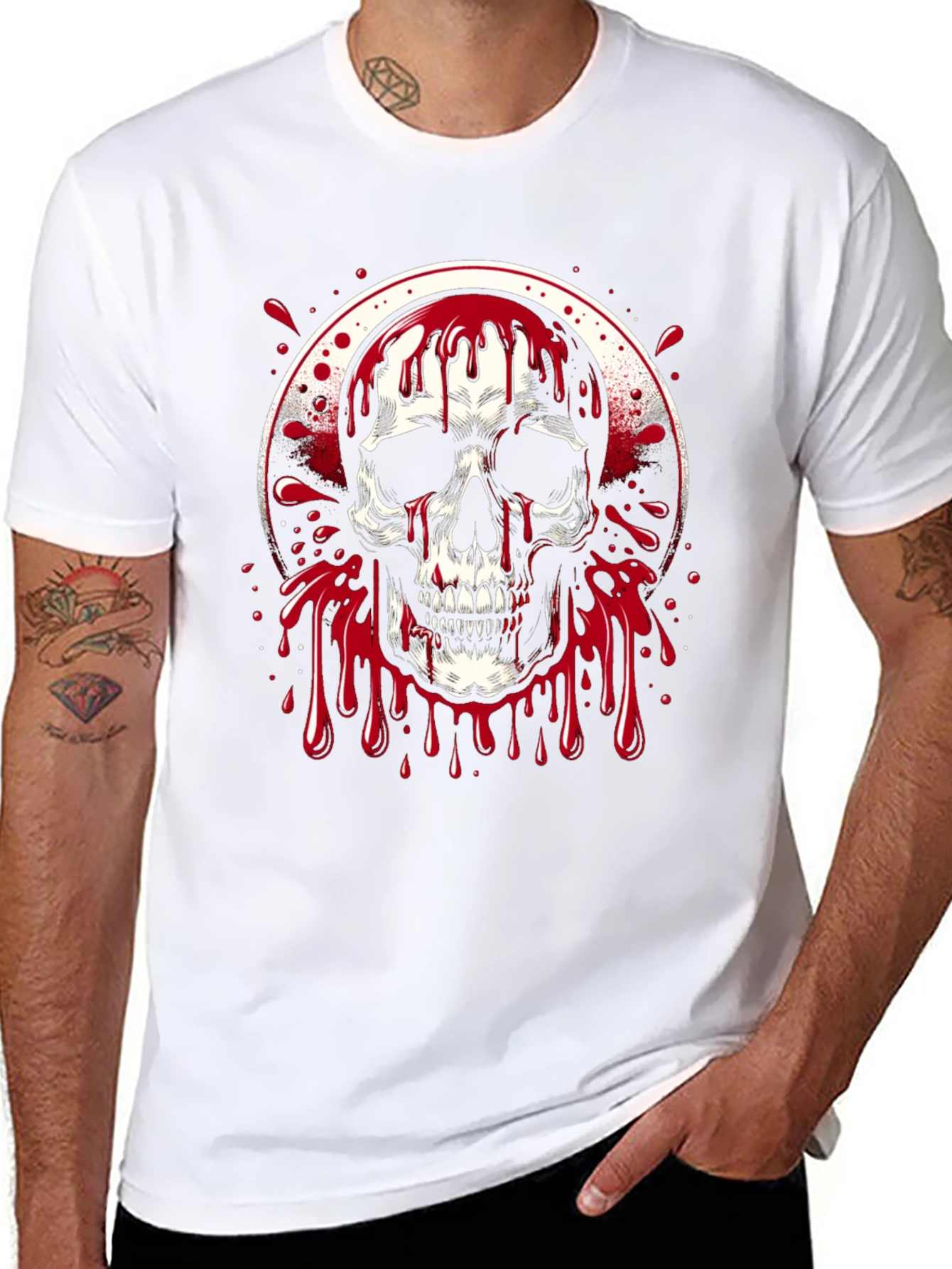 Bleeding Skull Graphic Tee - Black